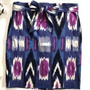 Talbots Lined Ikat Print Pencil Skirt - blue, purple, black &white - Size 10P